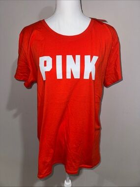 PINK Victoria's Secret Red Short Sleeve Logo Tee